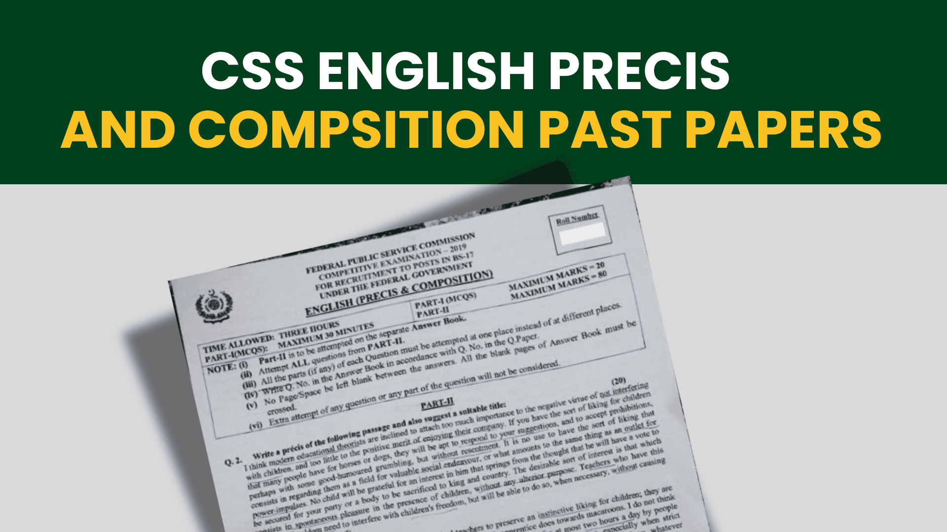 CSS English Precis and Composition Past Papers