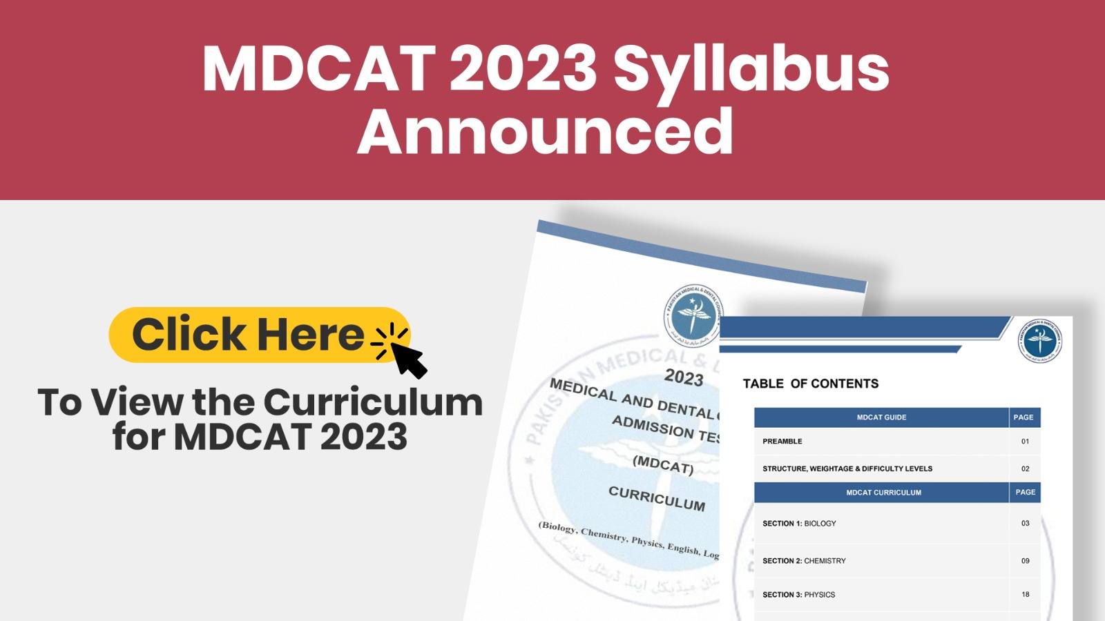 PMDC MDCAT 2023 Syllabus is out now