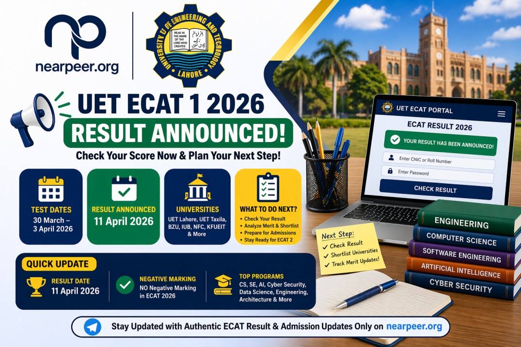 UET ECAT 1 Result 2026 Announced – Check Result, Merit Expectations, Universities & What to Do Next