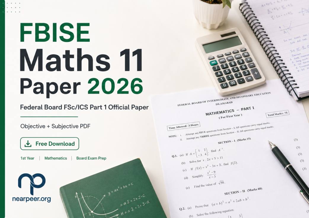 FBISE Maths 11 Paper 2026 PDF | Federal Board FSc/ICS Part 1 Mathematics Official Paper