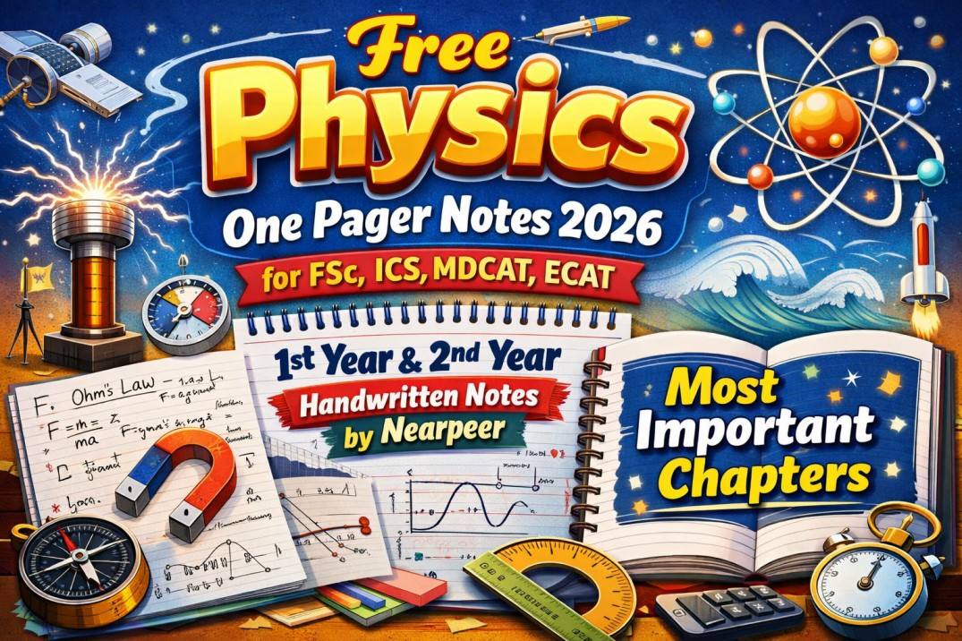 Free Physics One Pager Notes 2026 for FSc, ICS, MDCAT, ECAT | 1st Year and 2nd Year Handwritten Notes by Nearpeer